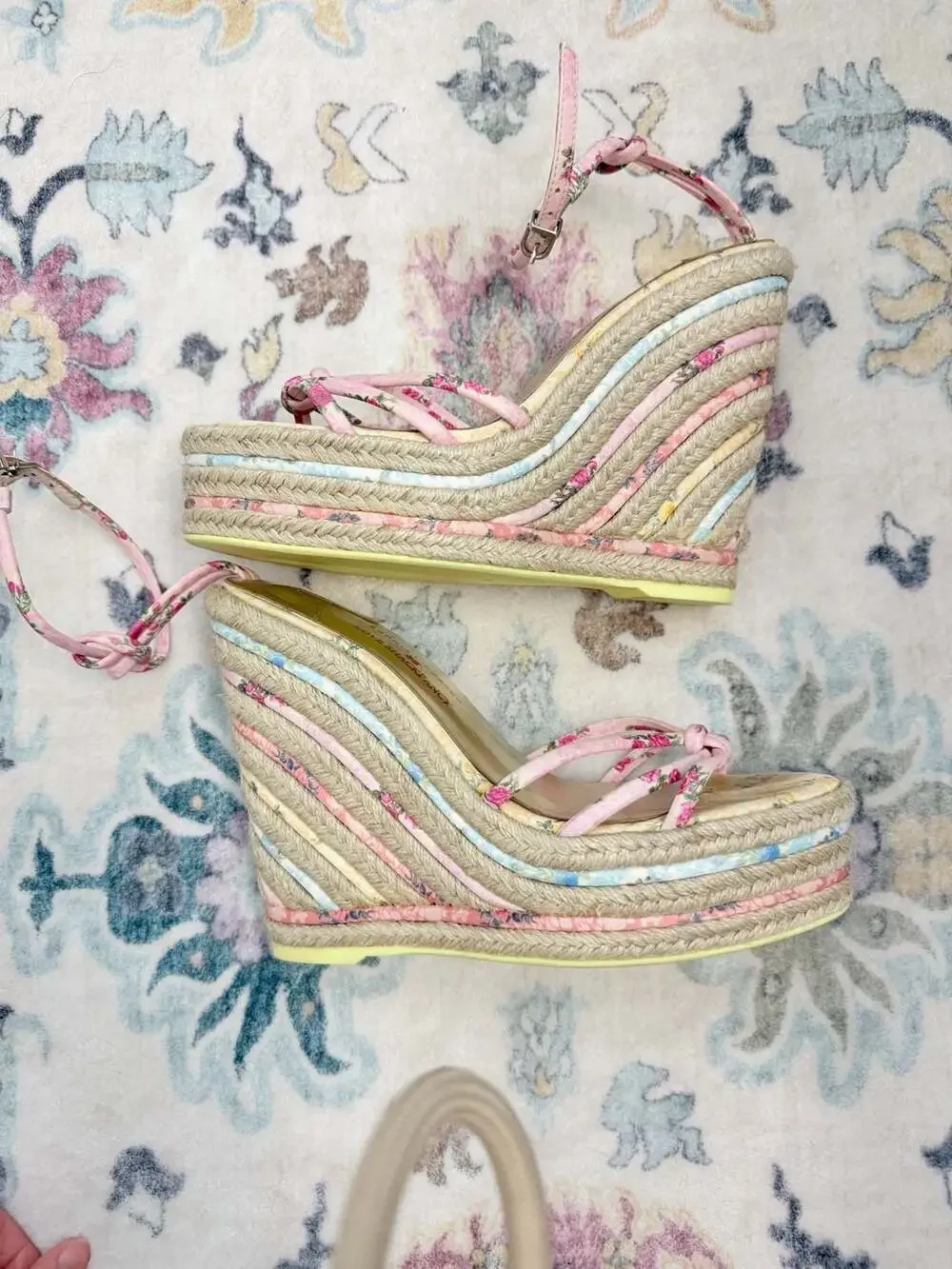 Sophia Webster x LoveShackFancy Alina Floral-Print Espadrille Wedges
